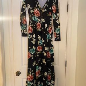 Long sleeve floral maternity dress
